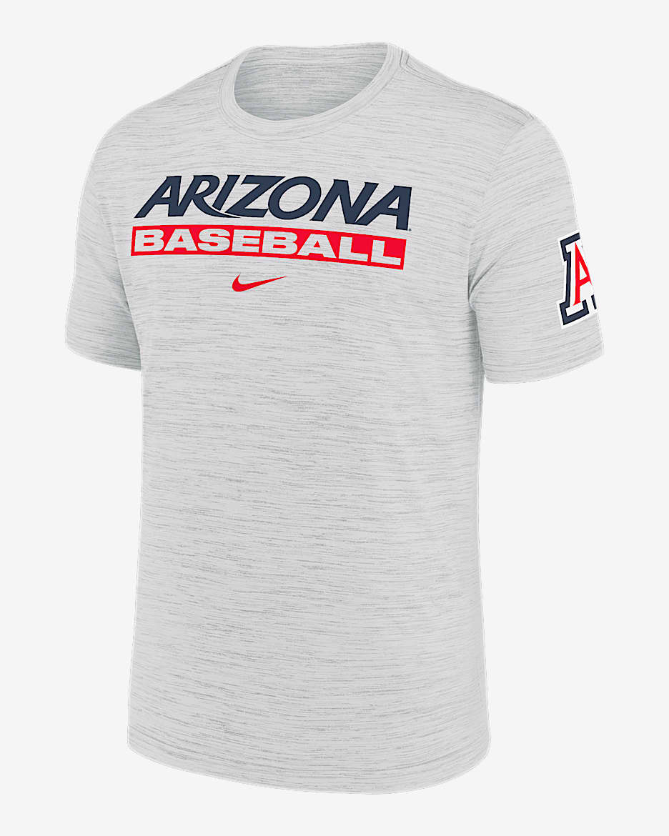 Playera universitaria Nike Dri-FIT para hombre Arizona Wildcats Velocity Baseball Wordmark Stack - Blanco