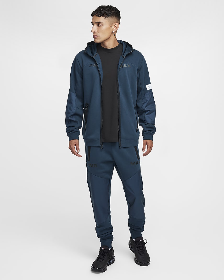 Felpa in fleece con cappuccio e zip a tutta lunghezza Nike Sportswear Air Max - Uomo - Armory Navy/Armory Navy/Nero