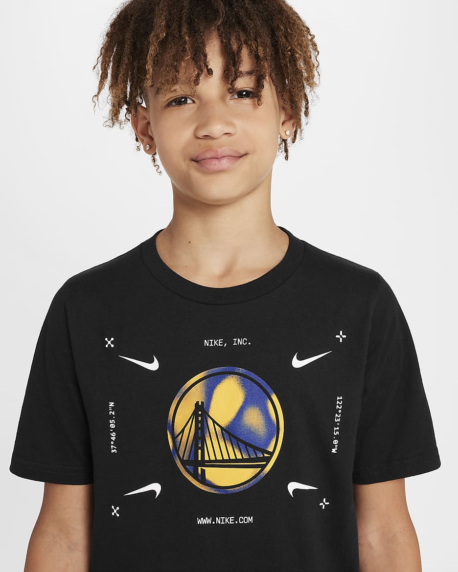 Golden State Warriors Nike NBA-Logo-T-Shirt für ältere Kinder (Jungen) - Schwarz