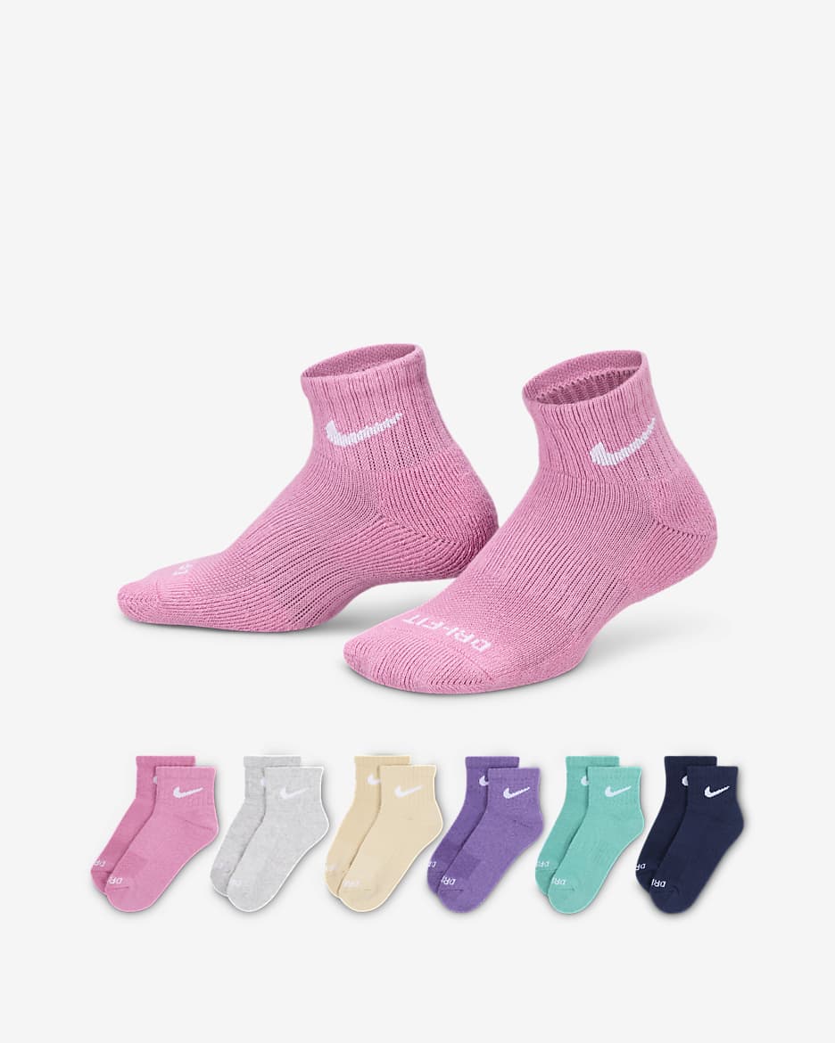 Nike Dri-FIT Performance Basics Little Kids' Quarter Socks (6 Pairs) - Magic Flamingo