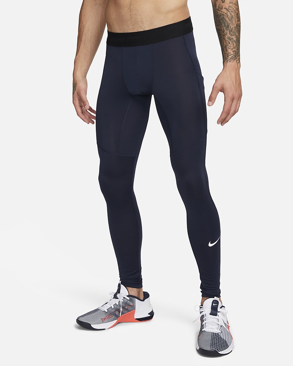 Nike Pro Men's Dri-FIT Fitness Tights - Obsidian/White