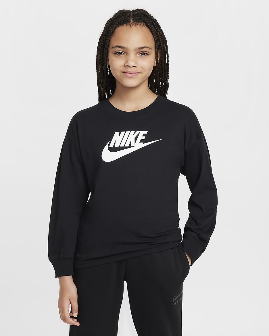 Nike Sportswear Big Kids' (Girls') Long-Sleeve T-Shirt - Black