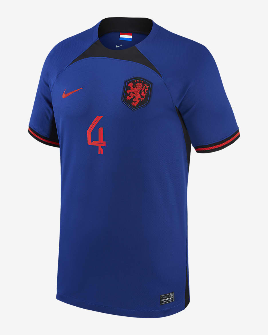 Netherlands National Team 2022/23 Stadium Away (Virgil van Dijk) Big Kids' Nike Dri-FIT Soccer Jersey - Royal