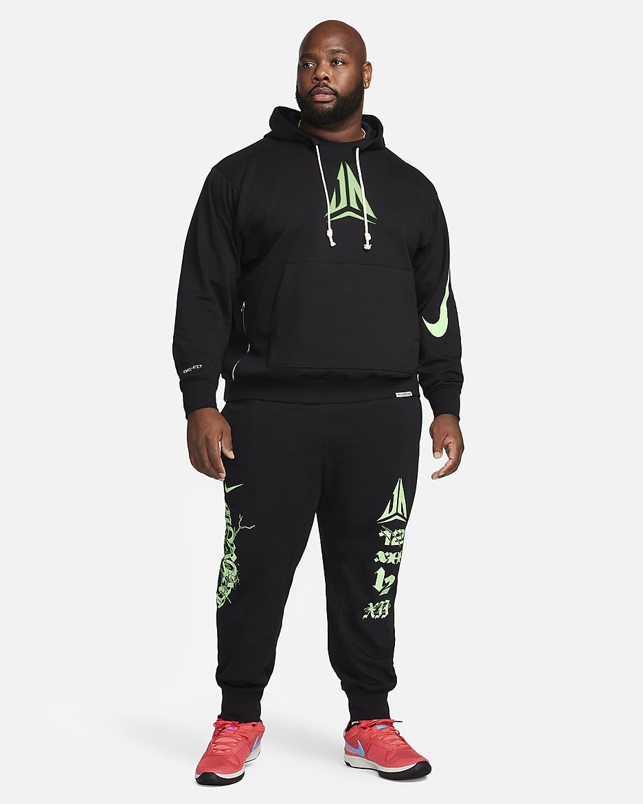 Ja Standard Issue Men's Dri-FIT Pullover Basketball Hoodie - Black/Lime Blast