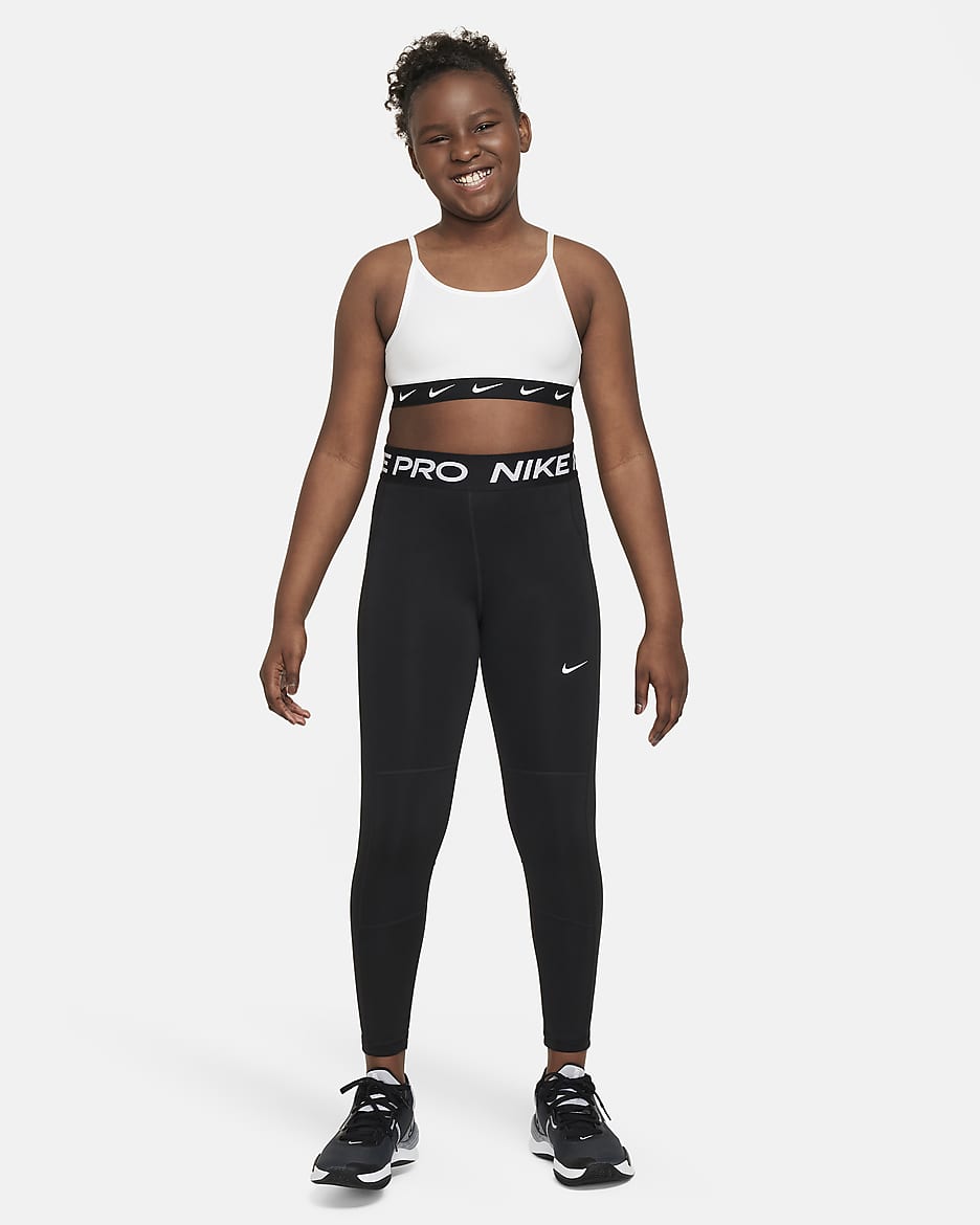 Leggings Dri-FIT para niña (talla amplia) Nike Pro Leak Protection: Period - Negro/Blanco