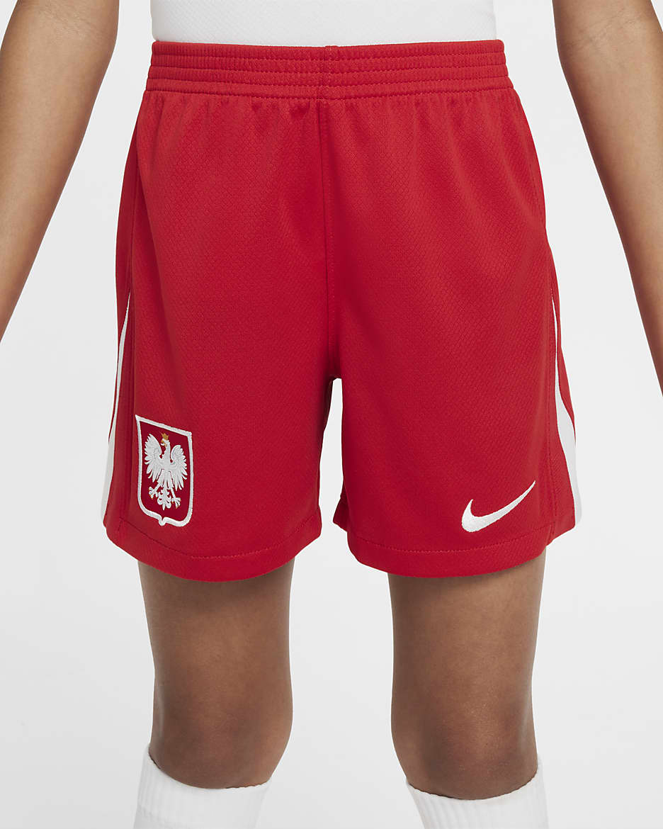 Lengyelország 2024/25 Stadium hazai Nike Dri-FIT replika futballrövidnadrág nagyobb gyerekeknek - Fehér/Sport Red/Sport Red