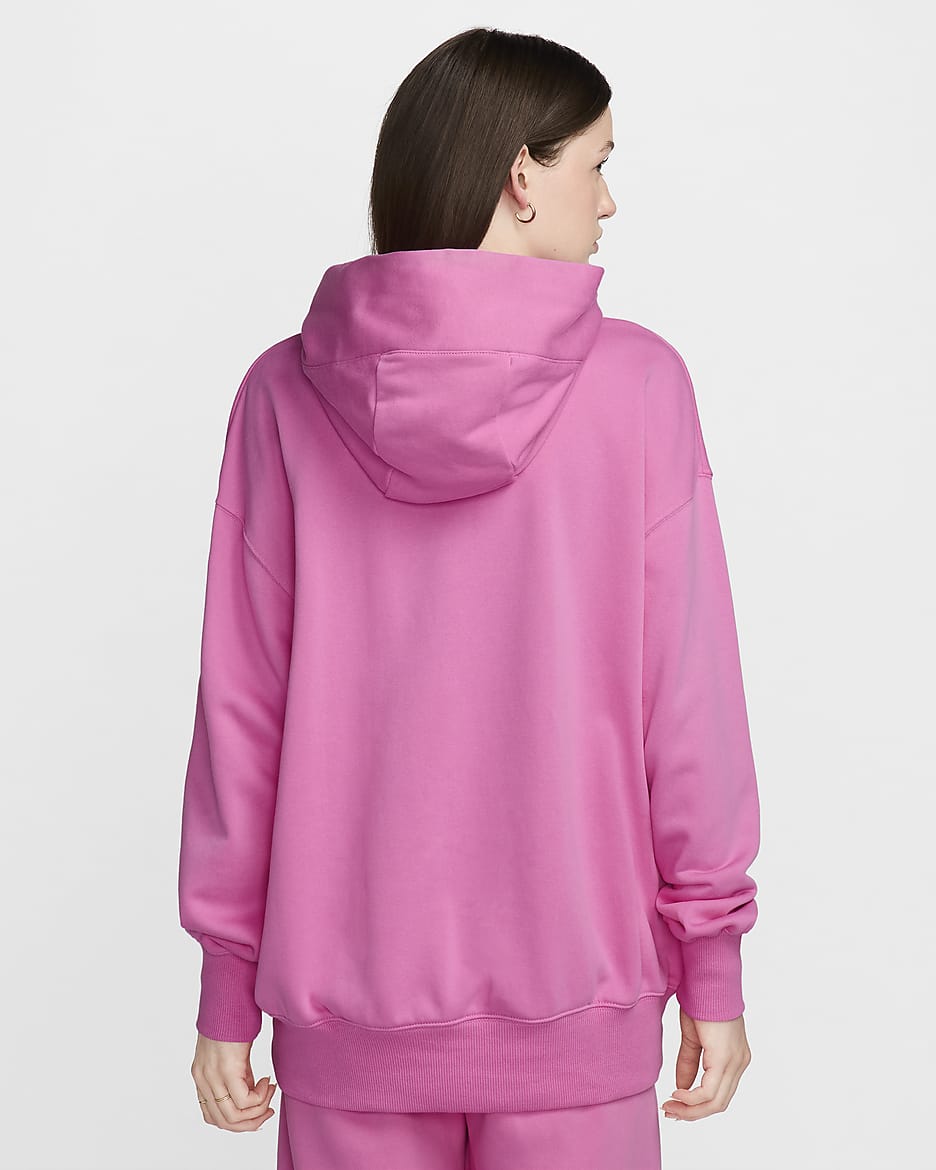 Sudadera con gorro sin cierre de French Terry oversized para mujer Nike Sportswear Phoenix Fleece - Rosa alegre/Negro