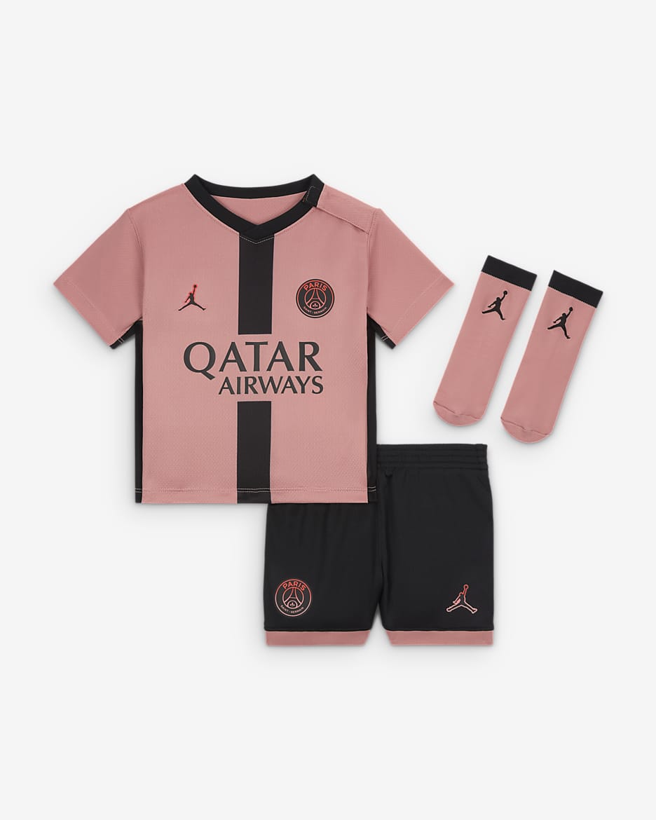 Paris Saint-Germain 2024/25 Stadium Third Baby/Toddler Jordan Football Replica Three-Piece Kit - Rust Pink/Black/Black