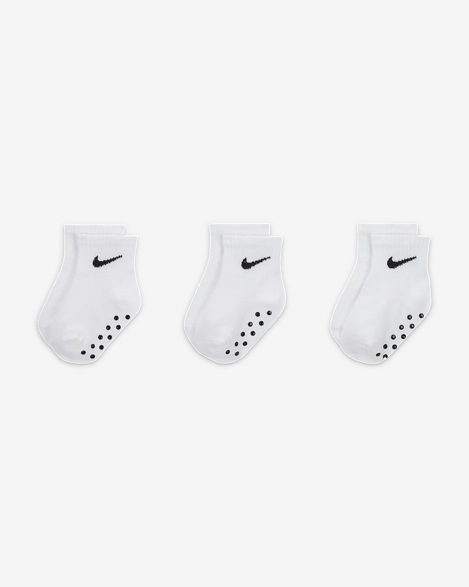 Nike Baby Swoosh Ankle Gripper Socks (3-Pairs) - White