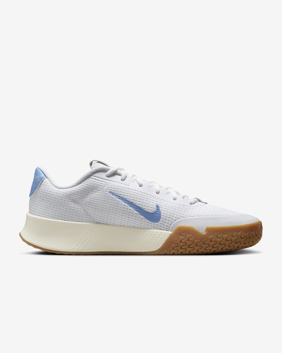 NikeCourt Vapor Lite 2 Men's Hard Court Tennis Shoes - White/Sail/Gum Light Brown/Light Blue