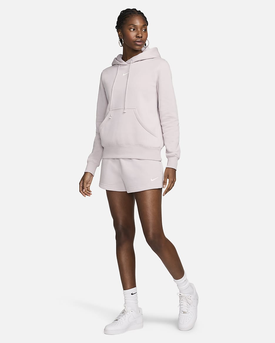 Nike Sportswear Phoenix Fleece Women's High-Waisted Loose Shorts - Platinum Violet/Sail