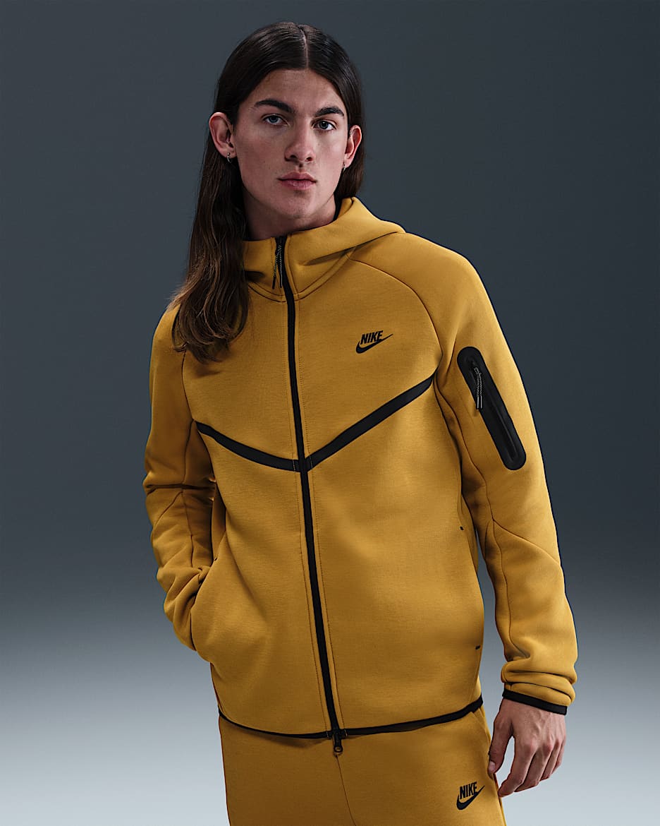 Nike Tech Men's Full-Zip Windrunner Hoodie - Ochre/Black