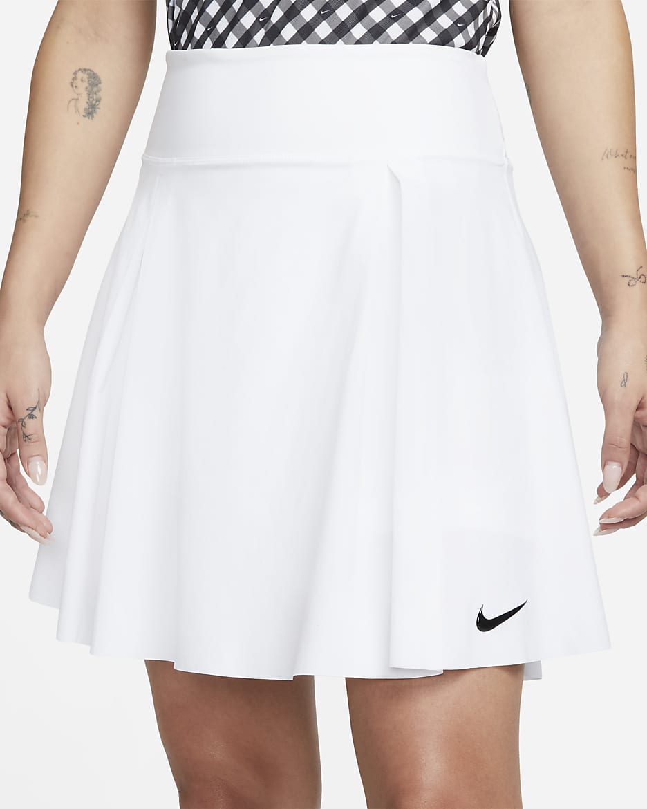 Nike Dri-FIT Advantage Golfrock in langer Passform für Damen - Weiß/Schwarz