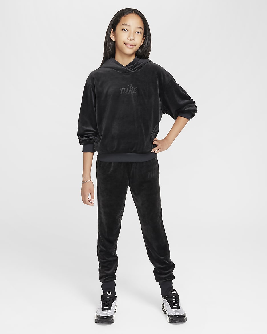 Nike Sportswear Girls' Pullover Hoodie - Black/Anthracite