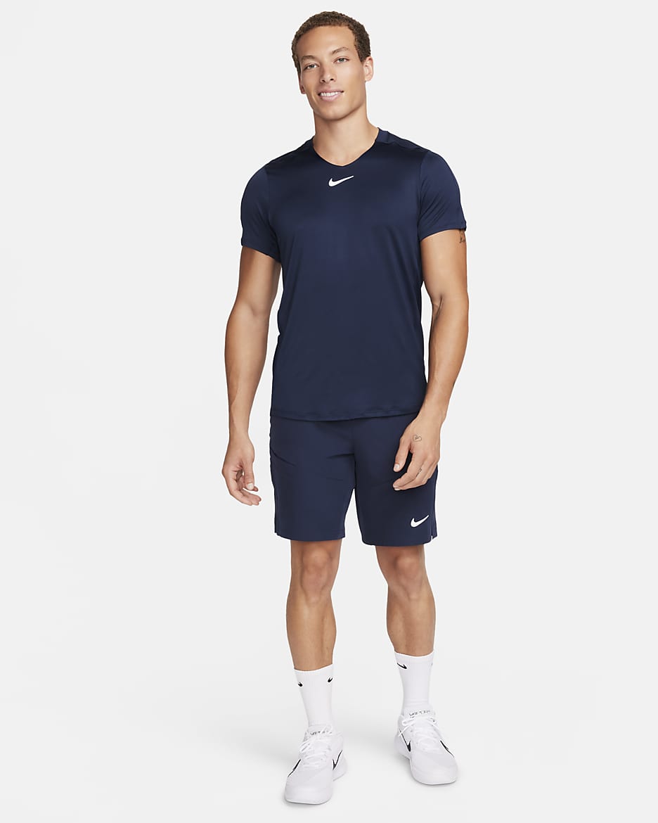 Calções de ténis de 23 cm NikeCourt Advantage para homem - Obsidian/Obsidian/Branco