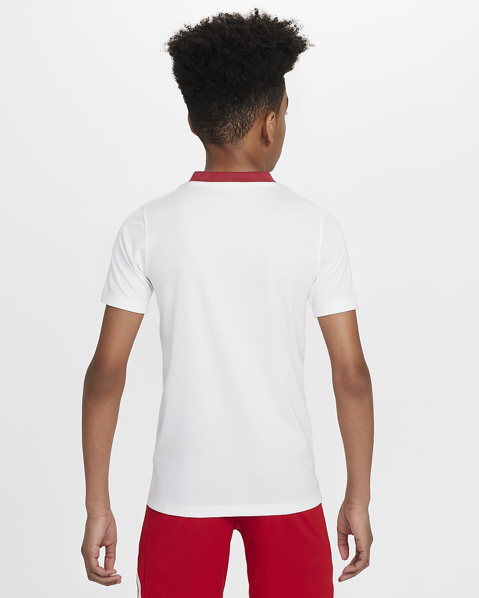 Polen 2024/25 Home Nike Dri-FIT Fußball-Kurzarmshirt für ältere Kinder - Weiß/Sport Red/Sport Red