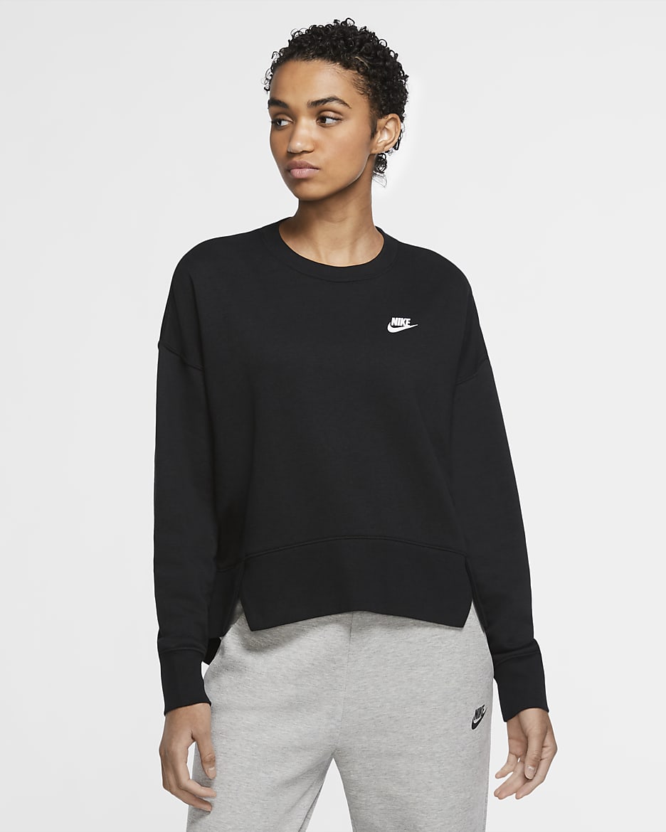 Nike Sportswear Club Women's Fleece Crew - Black/White