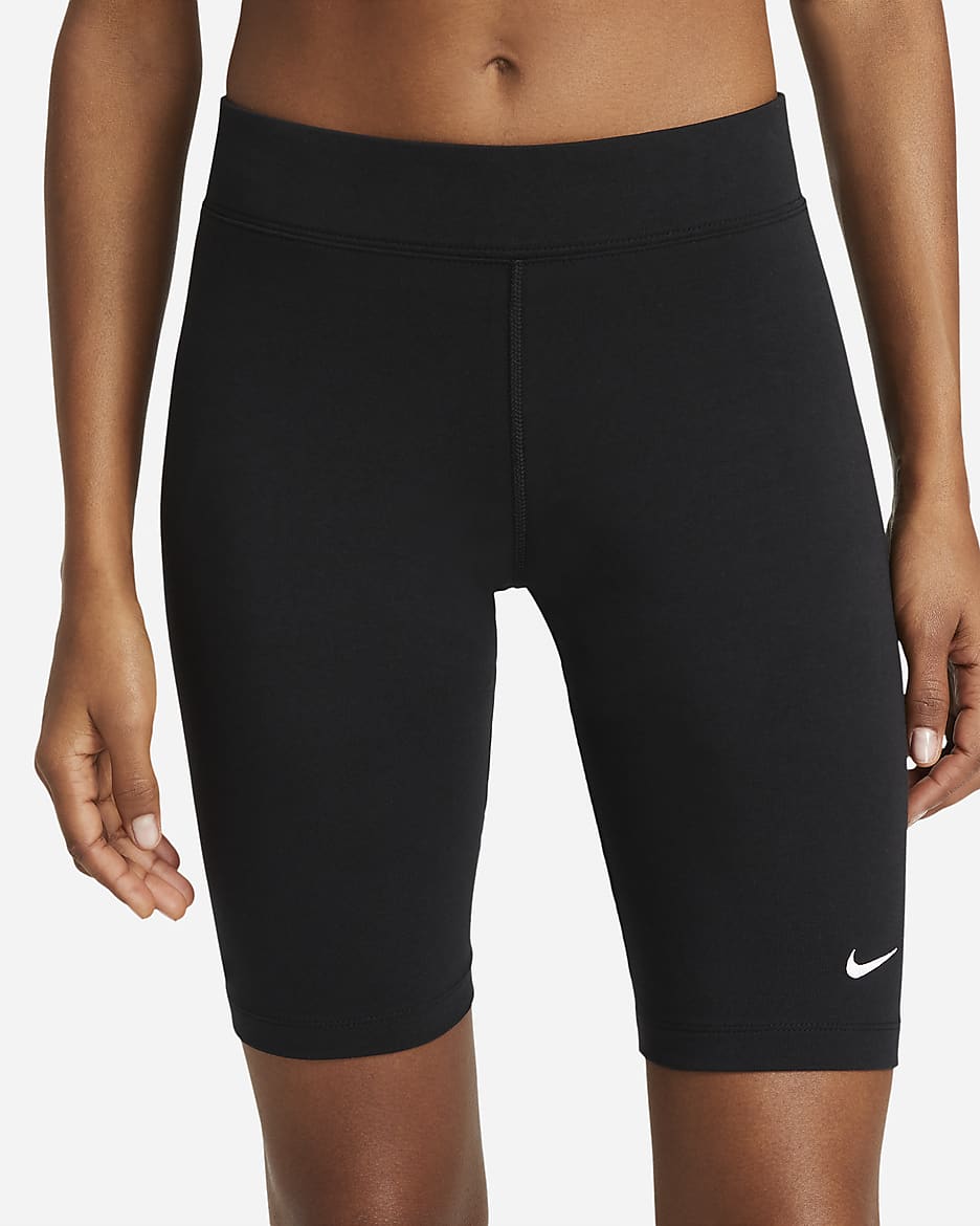 Nike Sportswear Essential Women's Mid-Rise 10" Biker Shorts - Black/White