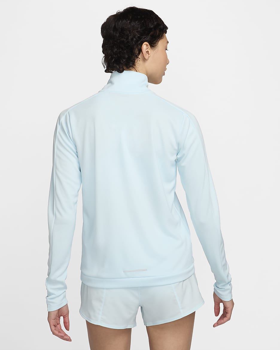 Nike Swoosh Dri-FIT rövid cipzáras női aláöltözet futáshoz - Glacier Blue/Aster Pink