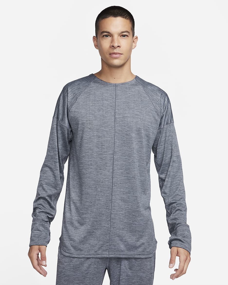 Nike Yoga Men's Dri-FIT Crew Top - Cool Grey/Heather/Cool Grey