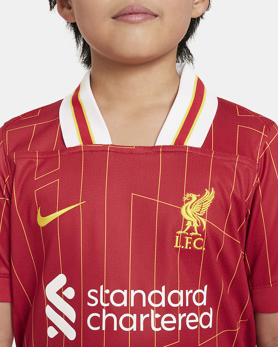 Primera equipació Stadium Liverpool FC 2024/25 Samarreta de futbol Replica Nike Dri-FIT - Nen/a - Gym Red/Blanc/Chrome Yellow