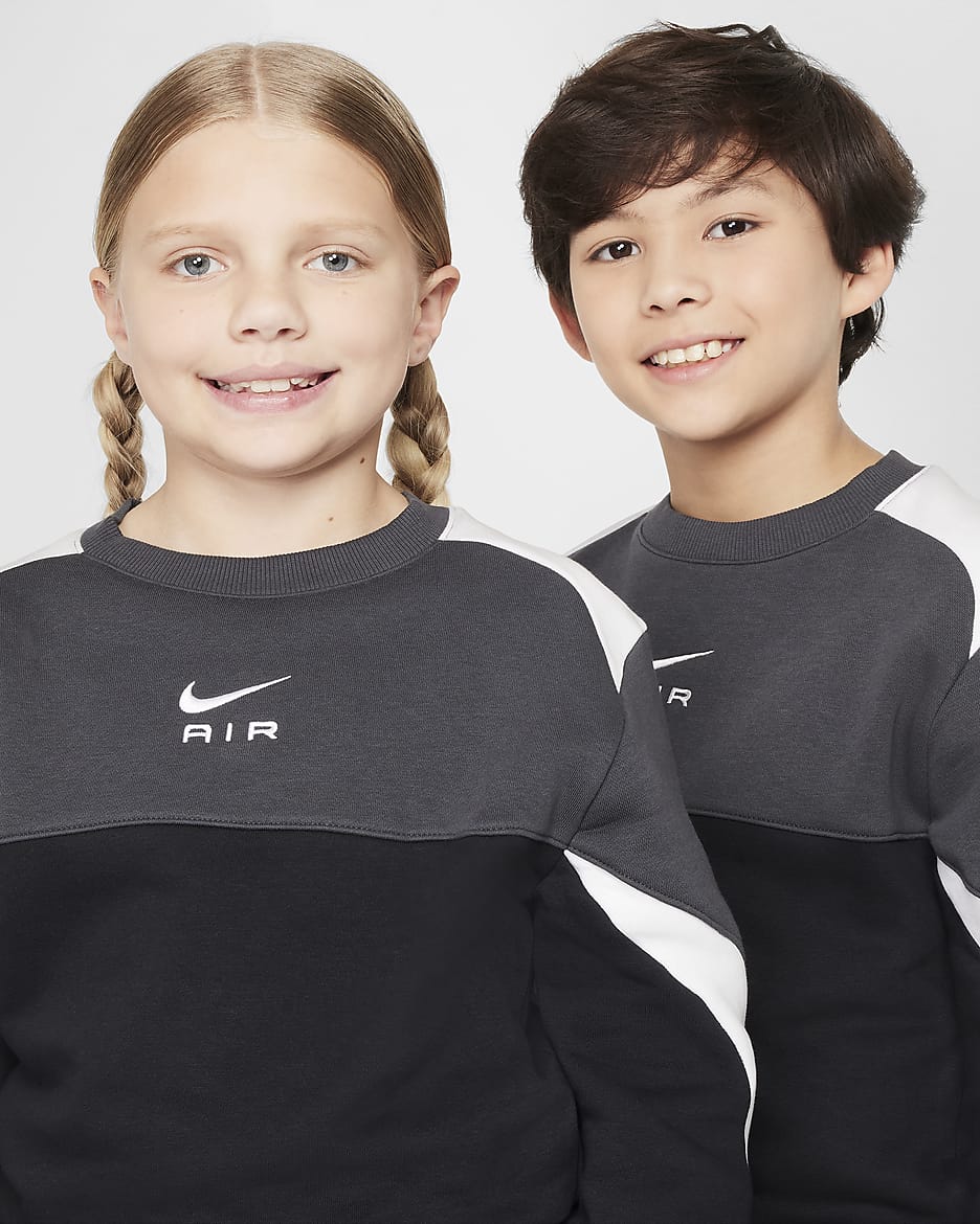 Nike Air Older Kids' Crew-Neck Sweatshirt - Black/Anthracite/White/White