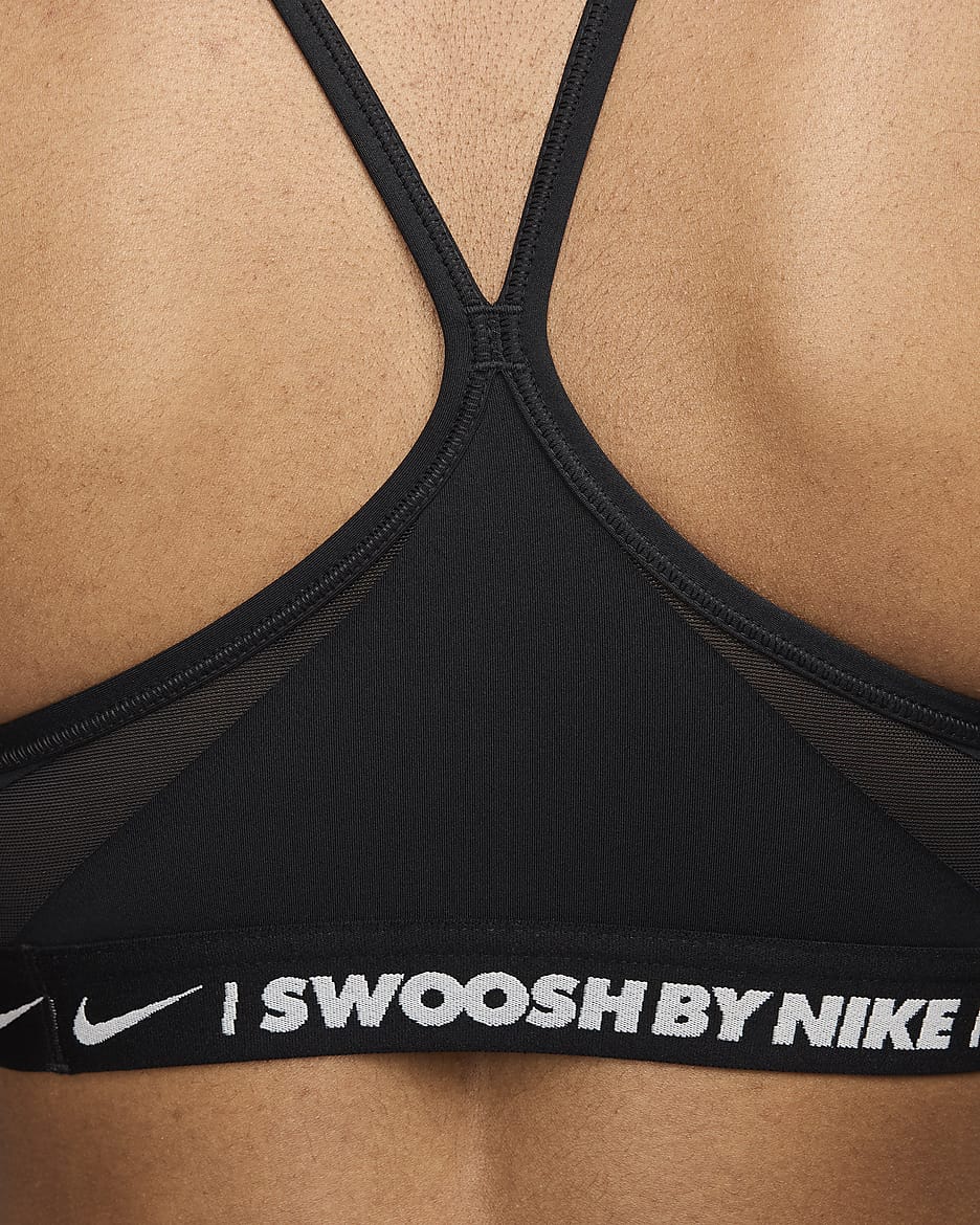 Nike Indy gepolsterter Sport-BH mit leichtem Halt und V-Ausschnitt für Damen - Schwarz/Schwarz/Sail