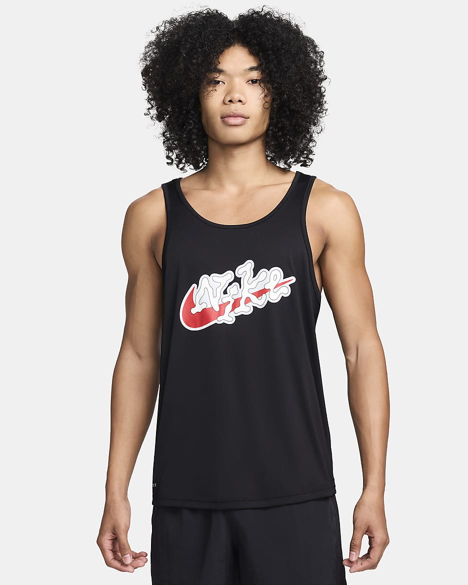 Camiseta de tirantes para hombre Nike Swim Scribble - Negro