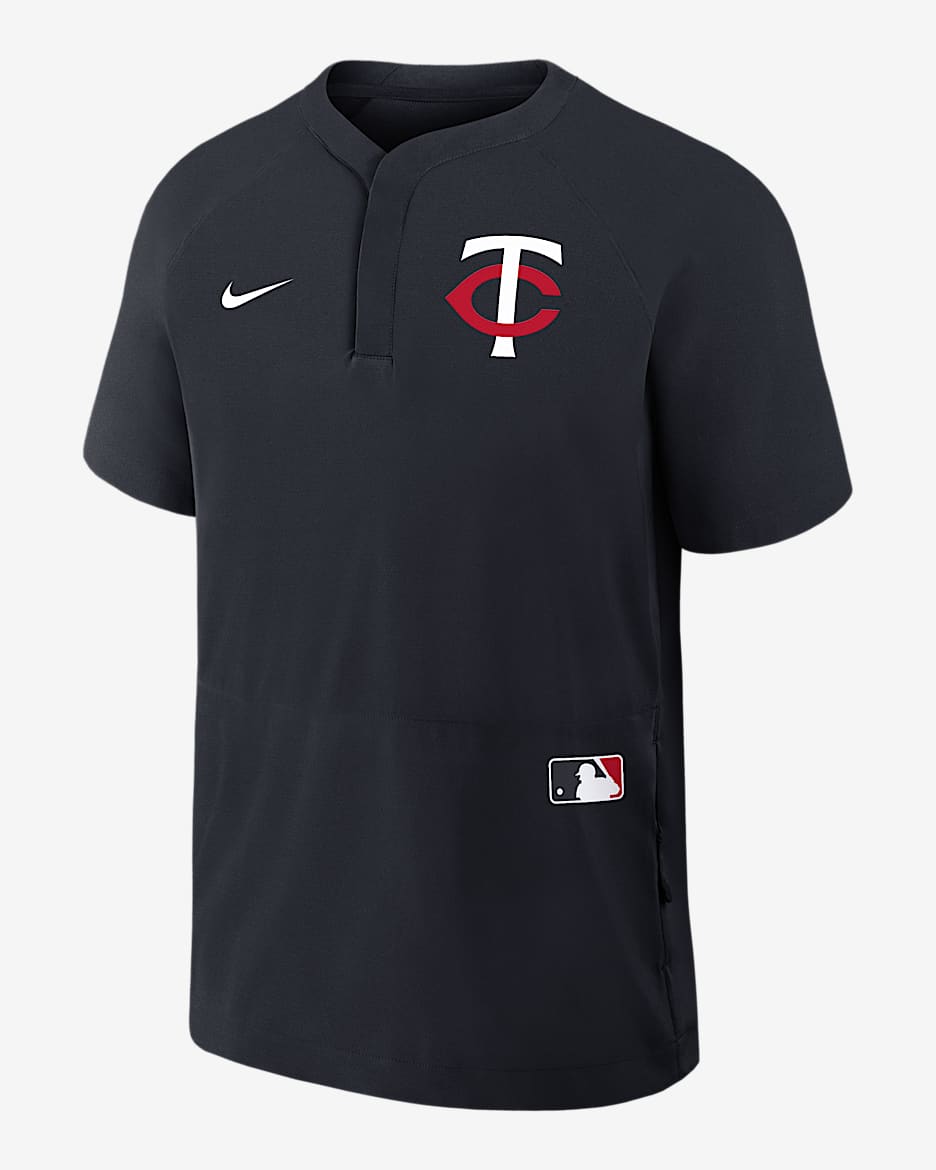 Rompevientos de manga corta Nike de la MLB para hombre Minnesota Twins Authentic Collection - Azul marino