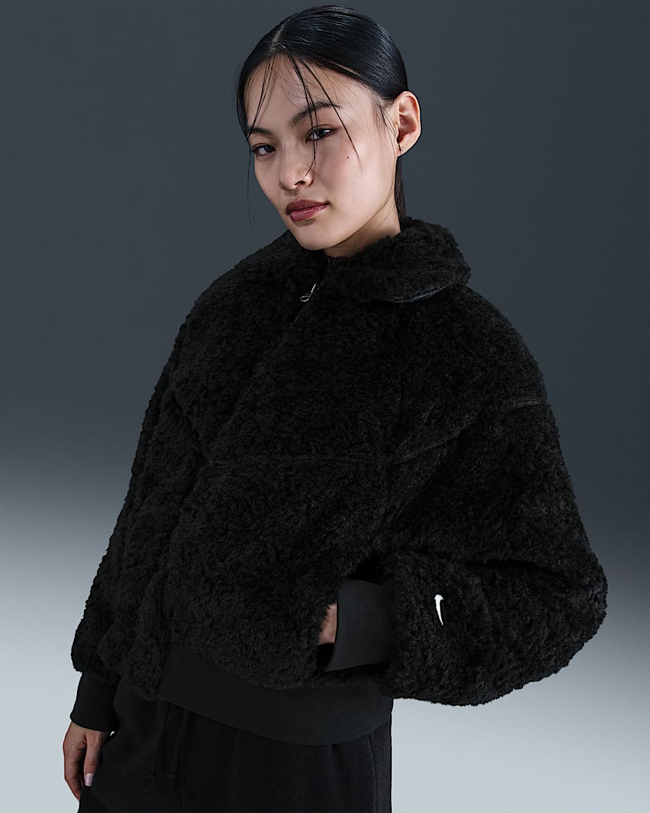 Nike Sportswear Essential Women's Loose Bomber Jacket - Black/Sail