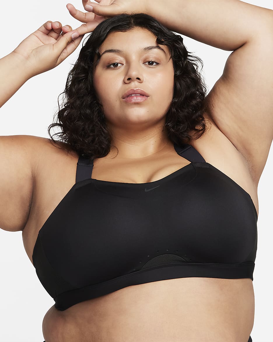 Brassière de sport rembourrée ajustable à maintien supérieur Nike Alpha pour femme - Noir/Noir/Dark Smoke Grey/Dark Smoke Grey