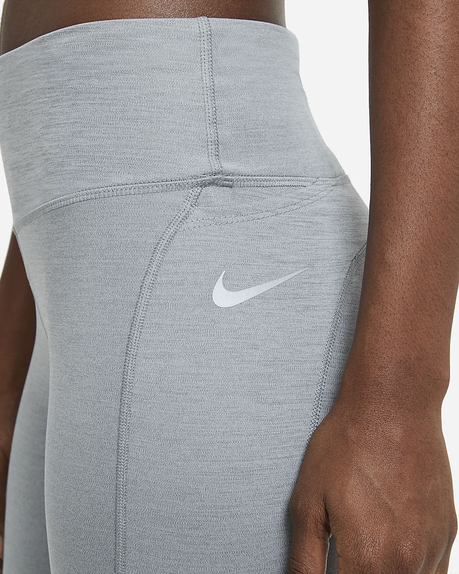 Nike Epic Fast Leggings de running de talle medio con bolsillo - Mujer - Smoke Grey/Heather