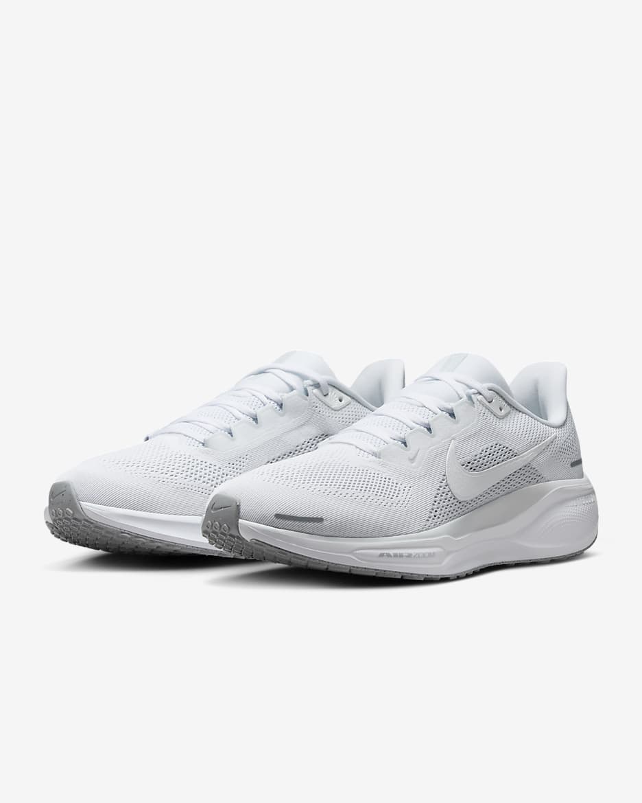 Nike Pegasus 41 Men's Road Running Shoes - White/Pure Platinum/Metallic Silver/White