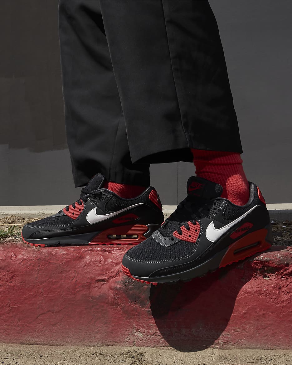 Tenis para hombre Nike Air Max 90 - Antracita/Negro/Rojo místico/Blanco cumbre