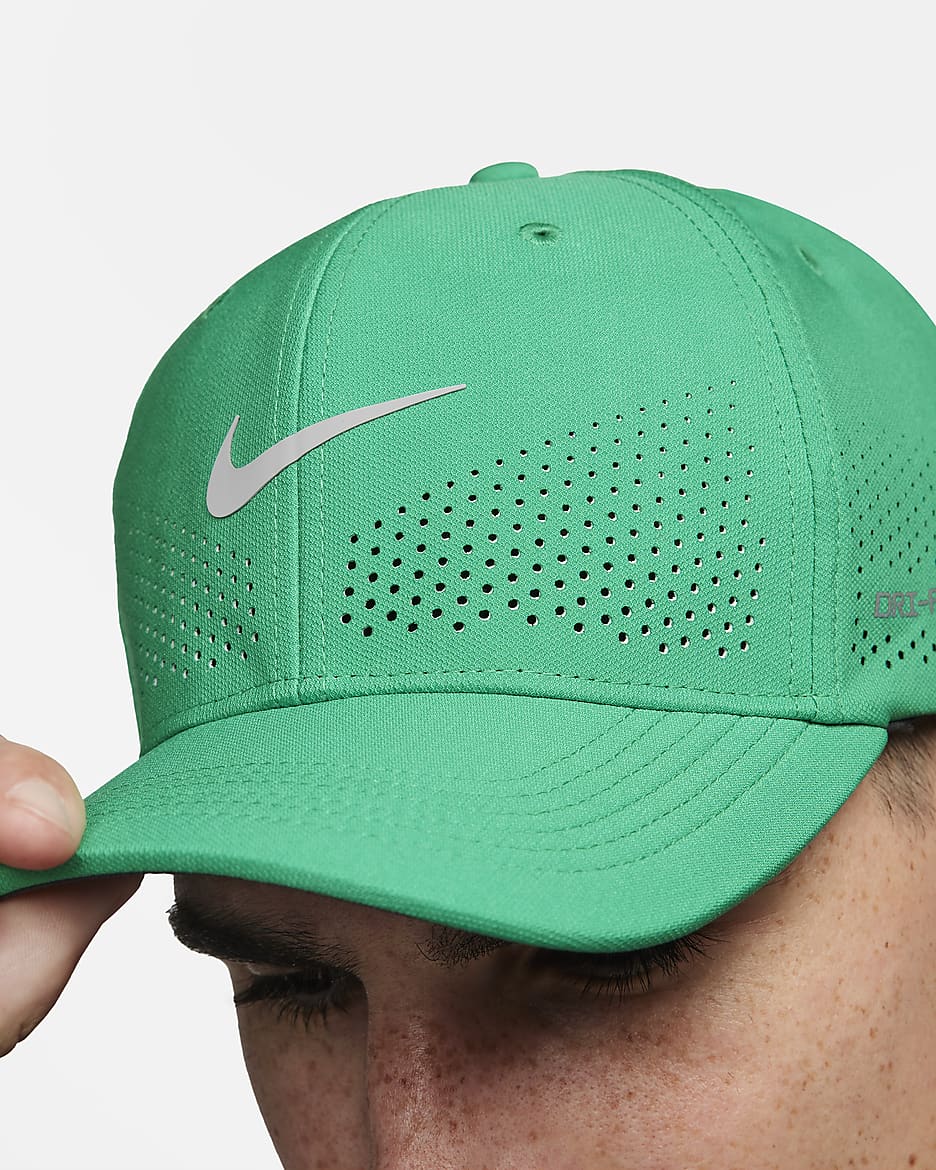 Nike Dri-FIT ADV Rise Structured SwooshFlex Cap - Stadium Green/Anthracite/White