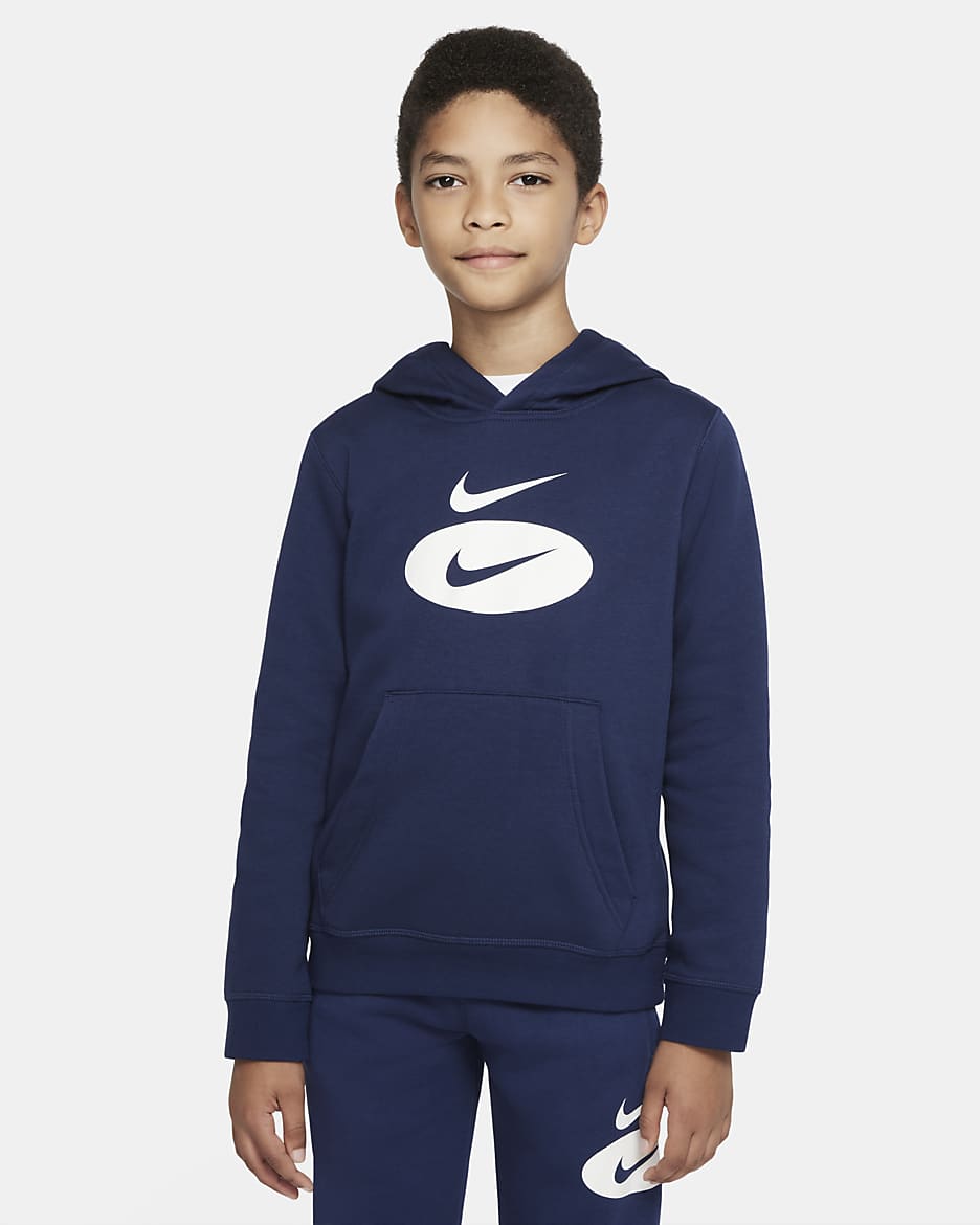 Nike Sportswear Big Kids' (Boys') Pullover Hoodie - Midnight Navy/Cool Grey/Sail