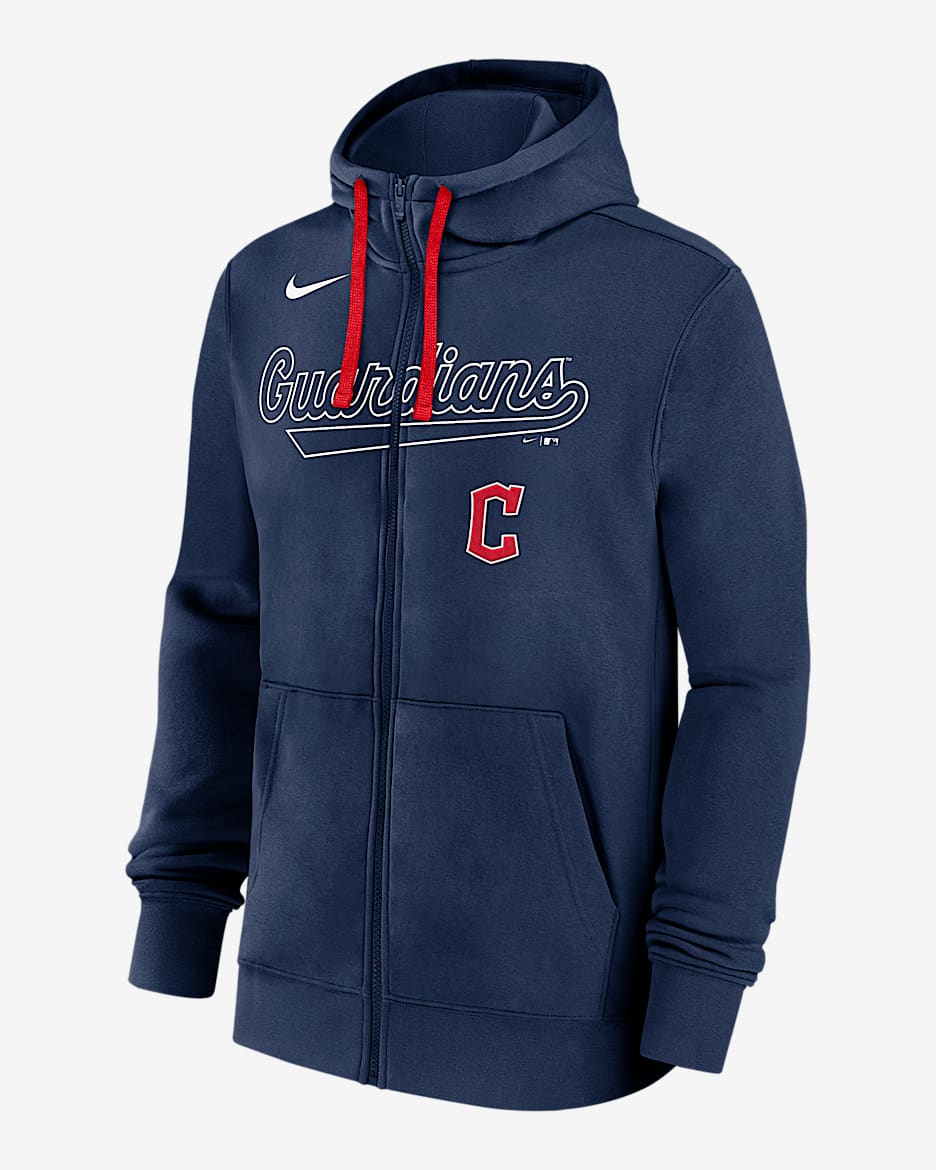 Cleveland Guardians Knockout Script Men's Nike MLB Full-Zip Hoodie - Navy