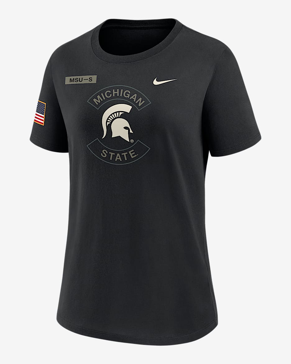 Michigan State Military Appreciation Women's Nike Dri-FIT College T-Shirt - Black