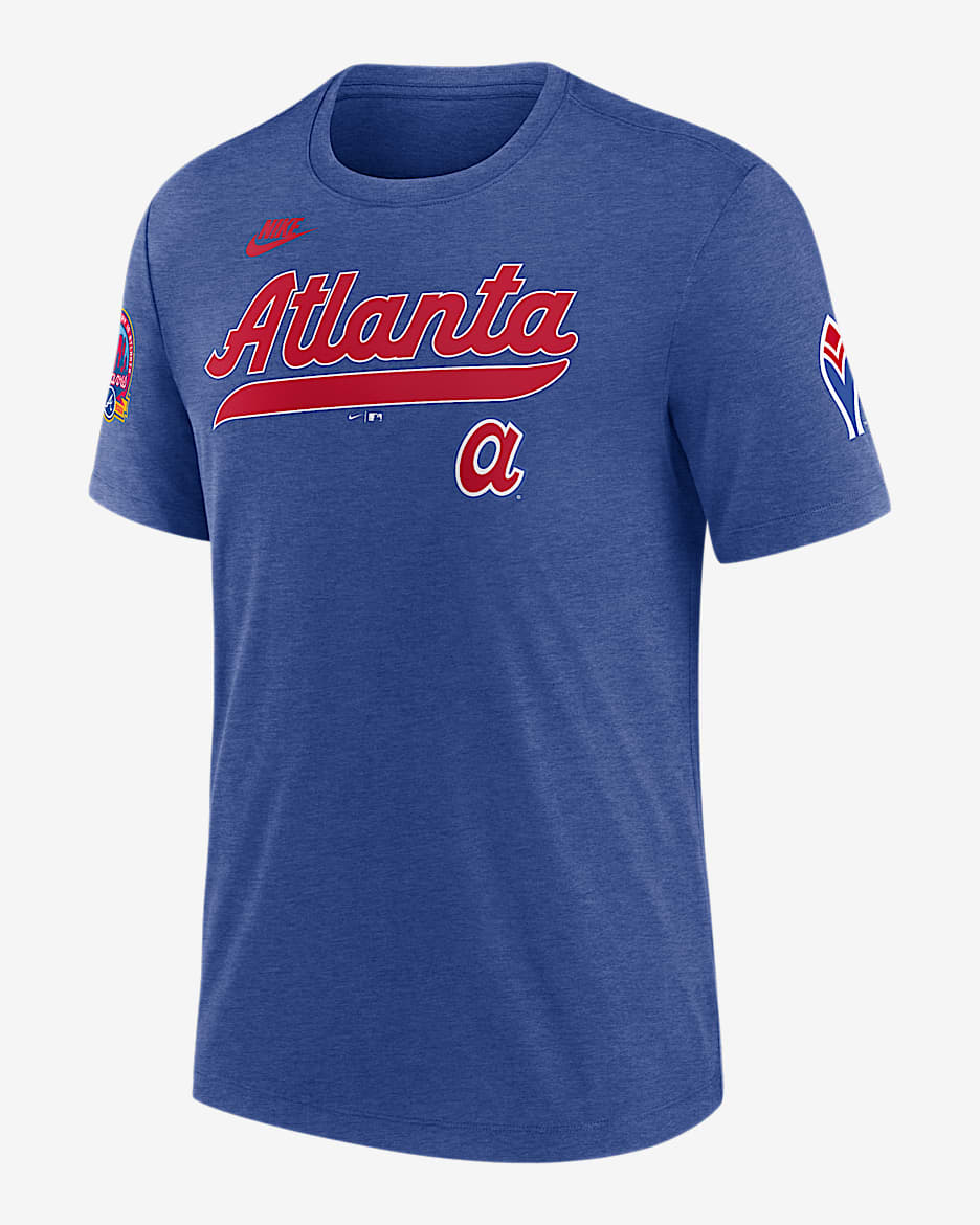 Playera Nike de la MLB para hombre Atlanta Braves Cooperstown Eras - Azul jaspeado