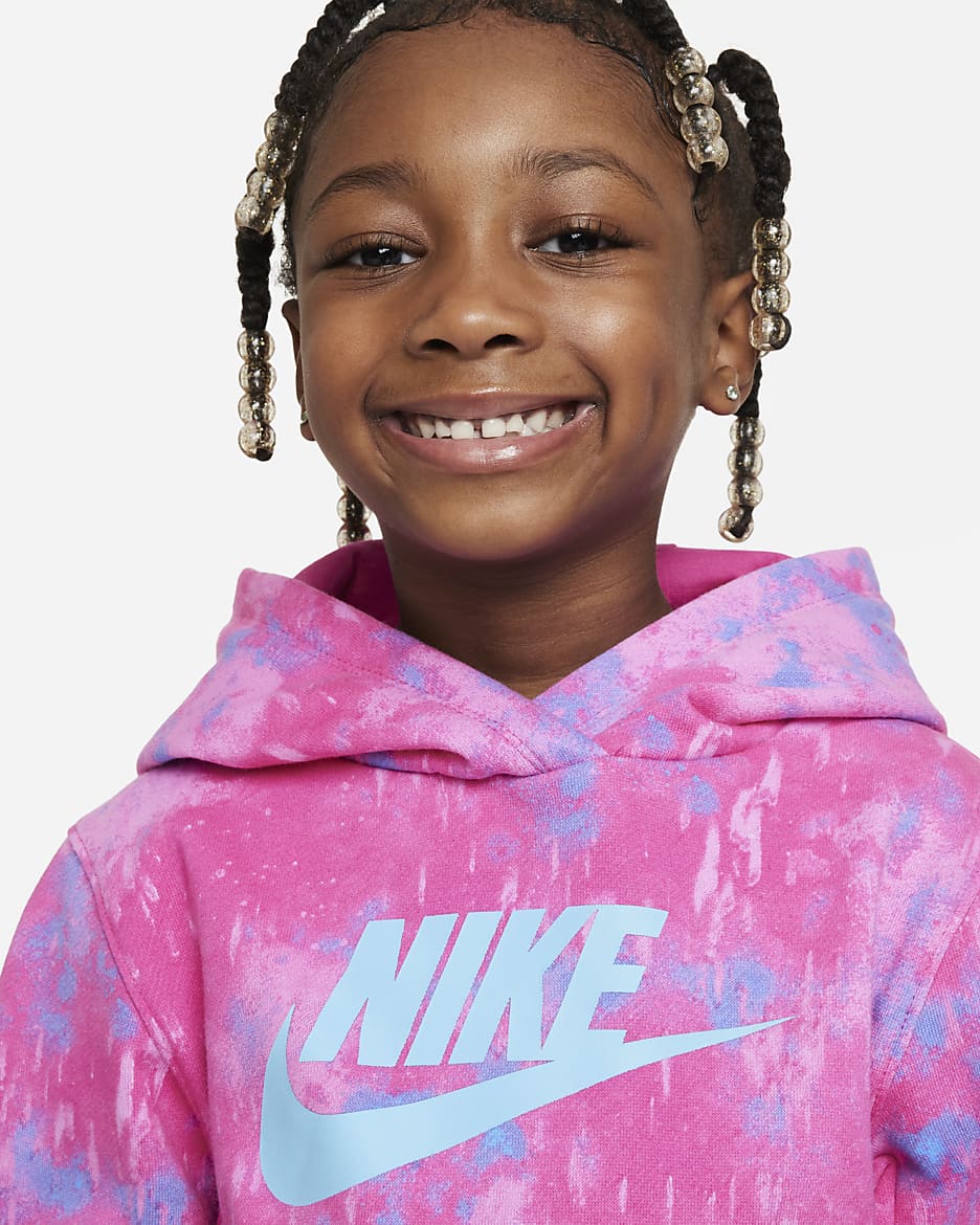 Sudadera con gorro sin cierre infantil Nike Printed Club - Rosa alegre