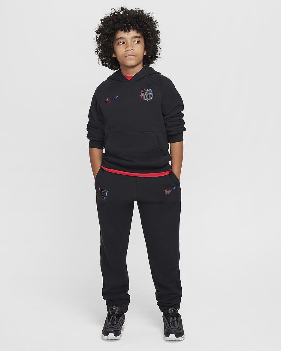 Pantalon en Fleece à motif Nike Football FC Barcelona Extérieur pour ado - Noir