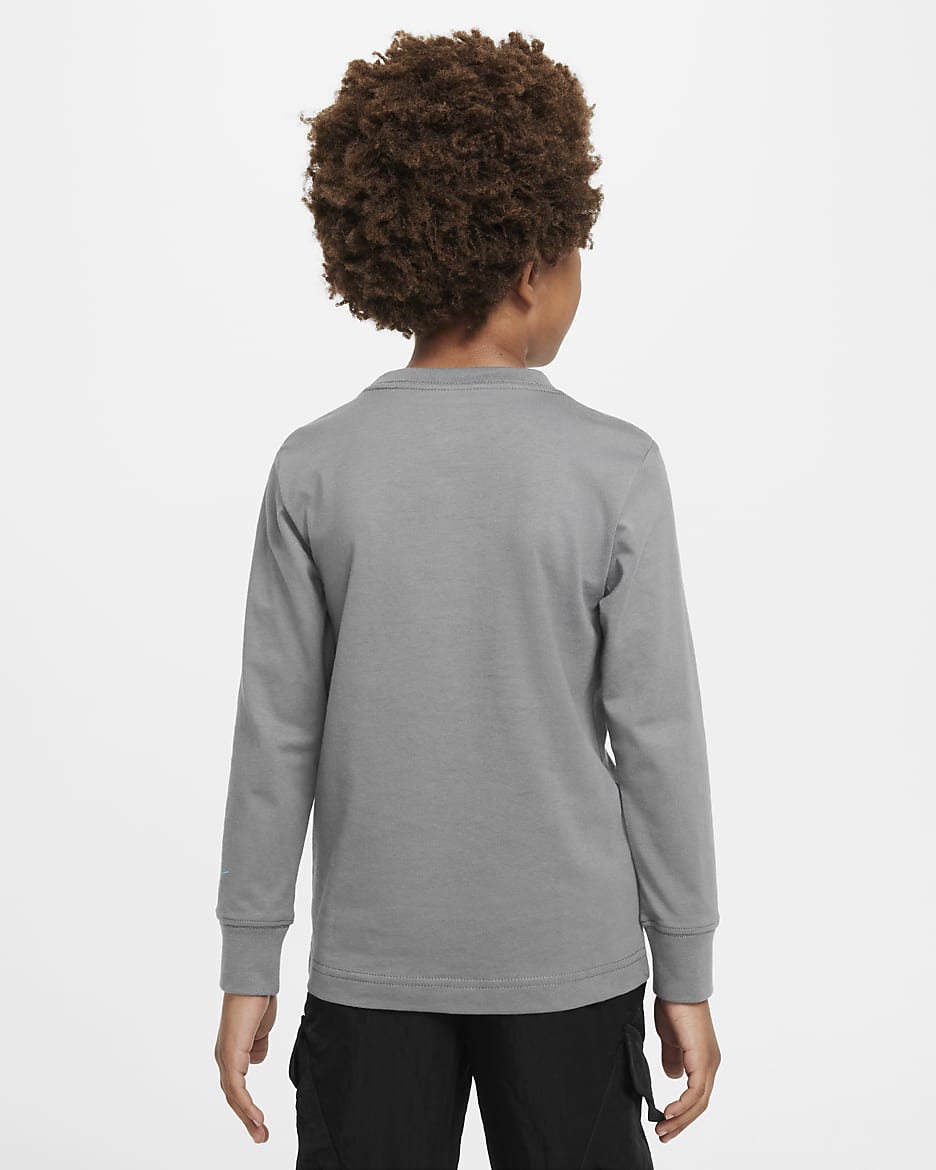 Playera de manga larga Air de corte cuadrado para niño talla pequeña Nike - Gris humo