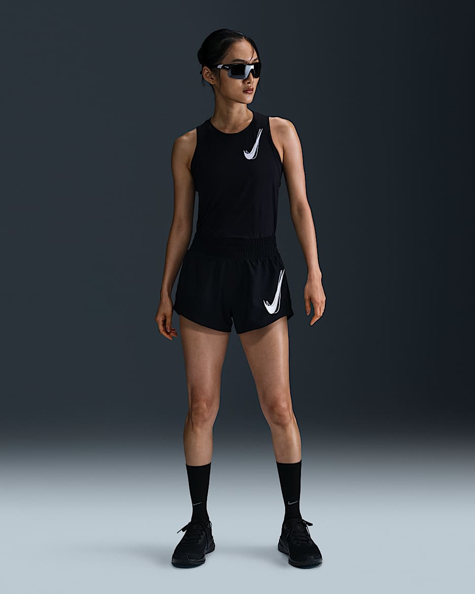 Nike One Women's Dri-FIT Mid-Rise Brief-Lined Running Shorts - Black