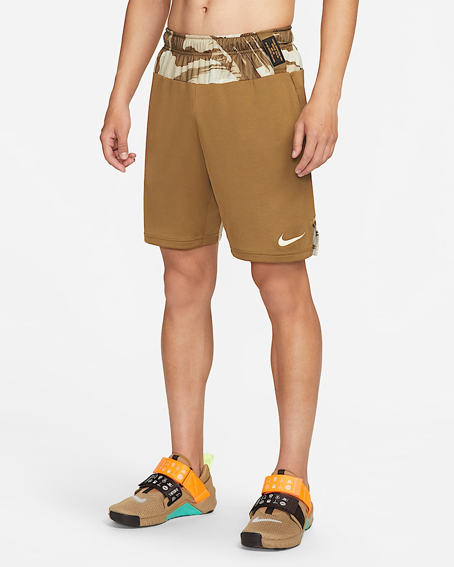 Nike Dri-FIT Men's Knit Camo Training Shorts - Hazel Rush/Hazel Rush/Coconut Milk
