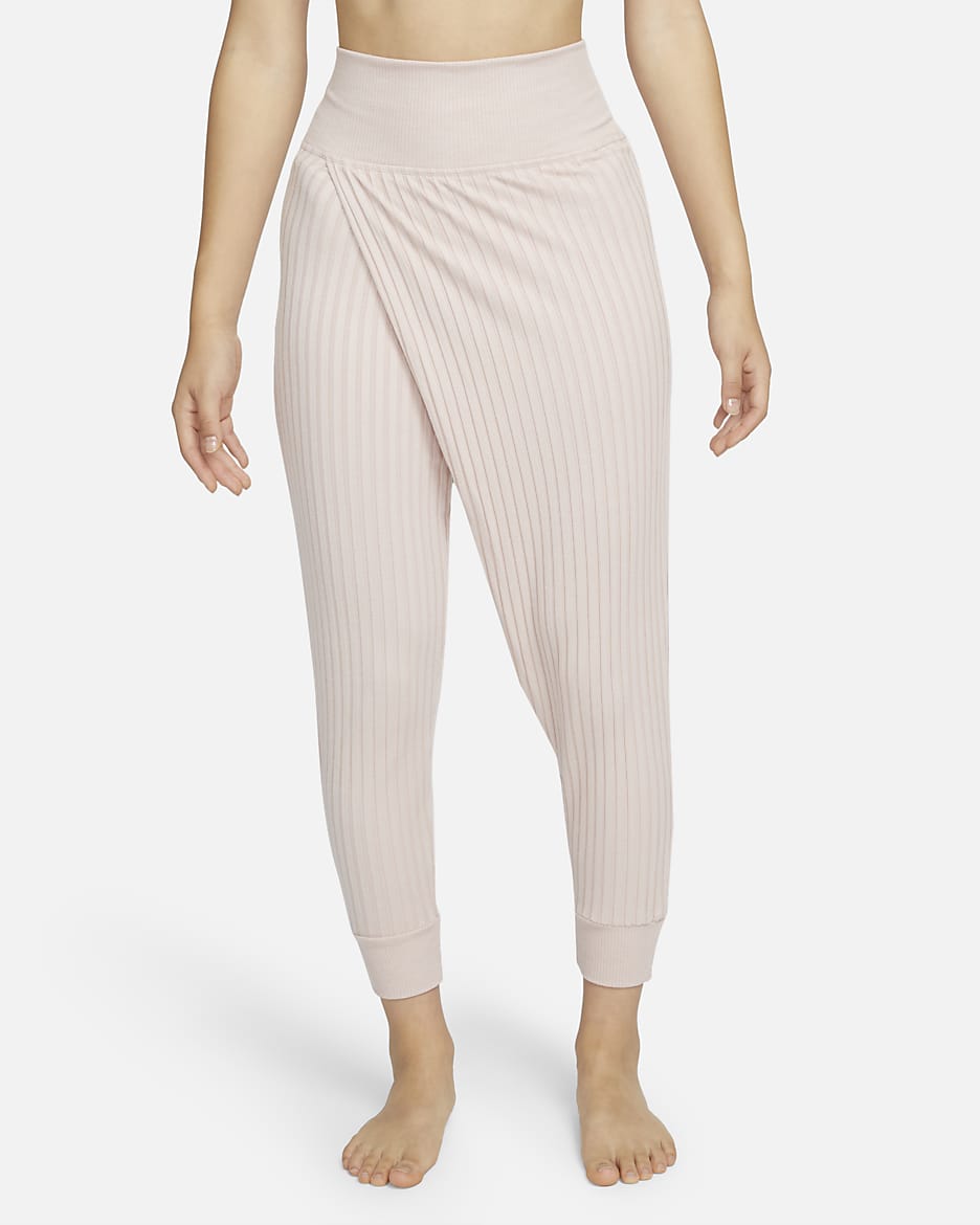 Pants de tela de canalé para mujer Nike Yoga Luxe - Rosa Oxford/Jaspeado/Rosa suave claro