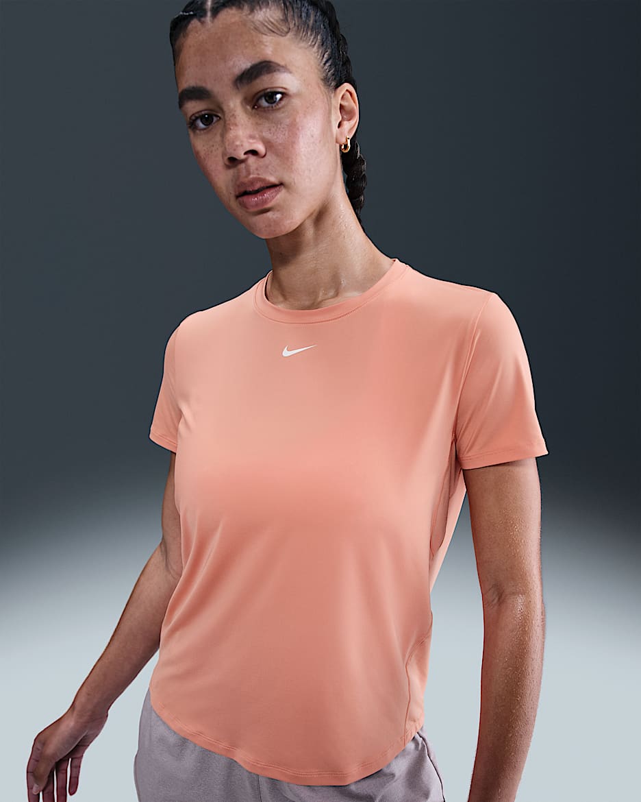Dámské tričko Nike One Classic Dri-FIT s krátkým rukávem - Apricot Agate/Bílá