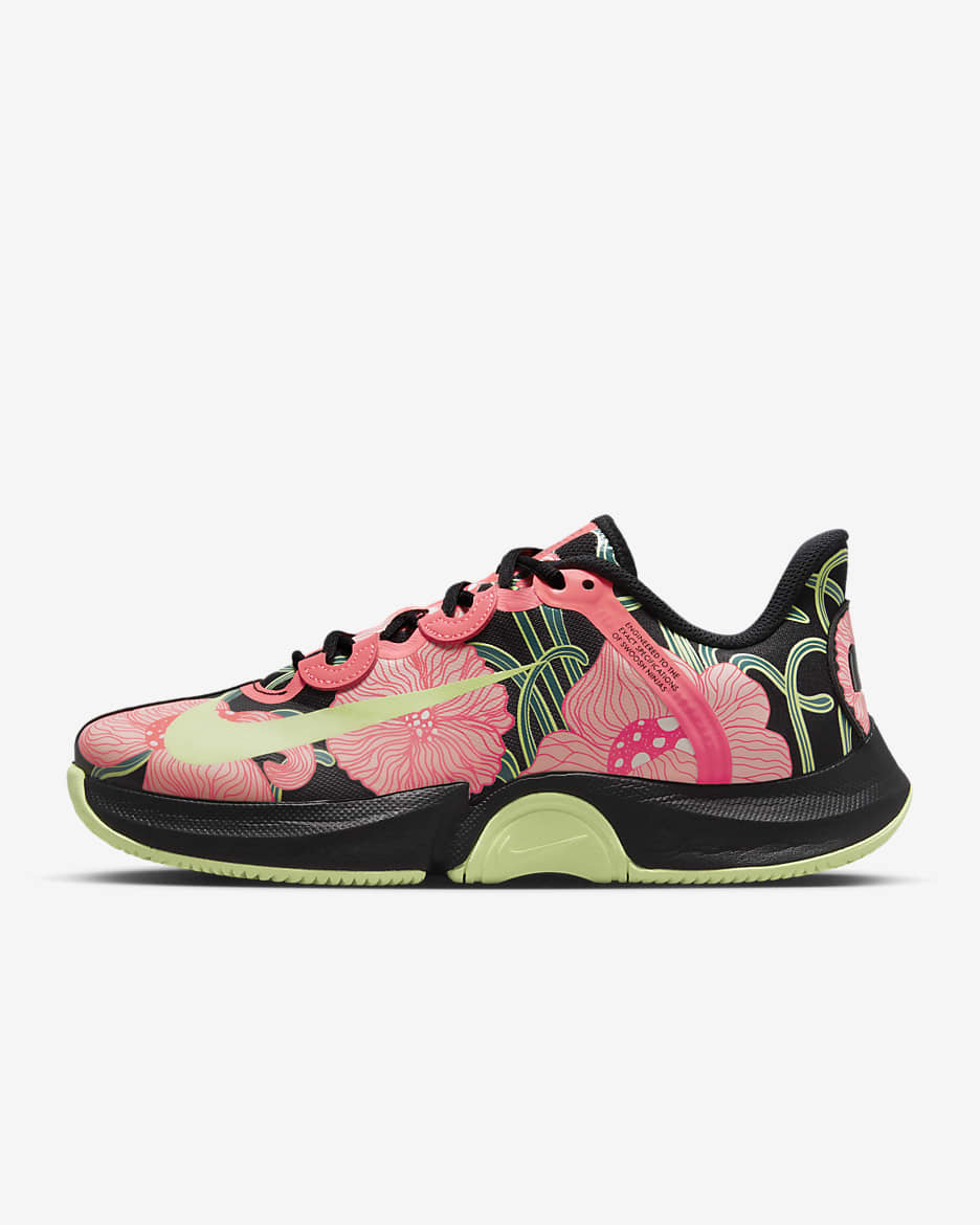 NikeCourt Air Zoom GP Turbo Osaka Premium Women's Hard Court Tennis Shoes - Black/Hot Punch/Pink Bloom/Barely Volt