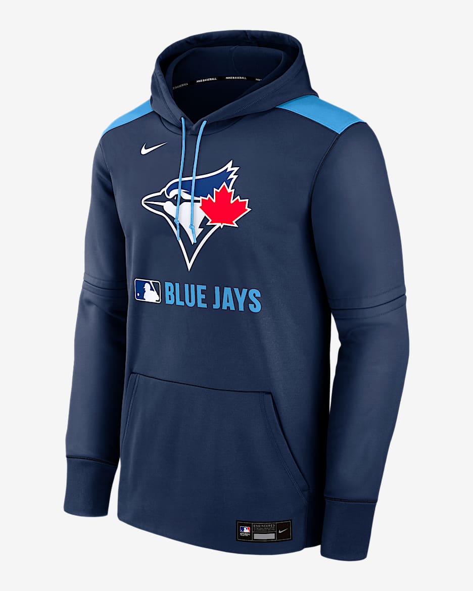 Sudadera con gorro sin cierre Nike Therma de la MLB para hombre Toronto Blue Jays Authentic Collection - Azul marino