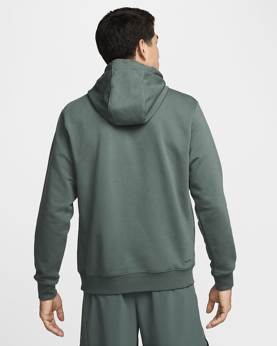 Nike Swoosh Men's Dri-FIT French Terry Pullover Fitness Hoodie - Vintage Green/Vintage Green/Heather/Black