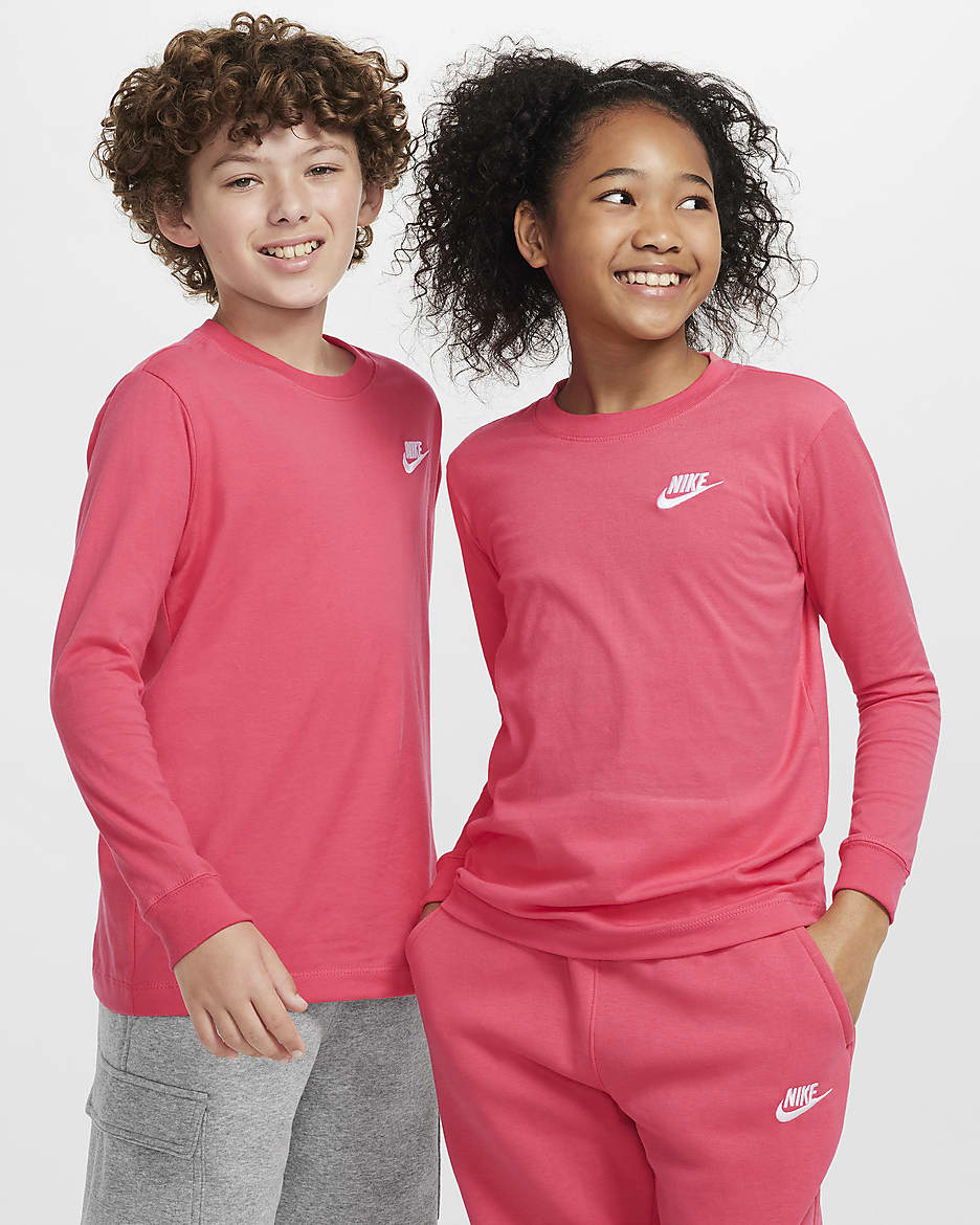 Playera de manga larga para niños grandes Nike Sportswear - Rosa margarita